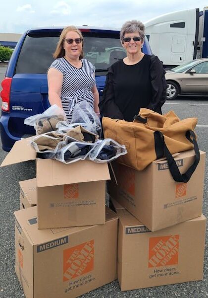 Here we are delivering 100 duffle bag and toiletry bag sets to Stacy Northam-Smith in May 2024.